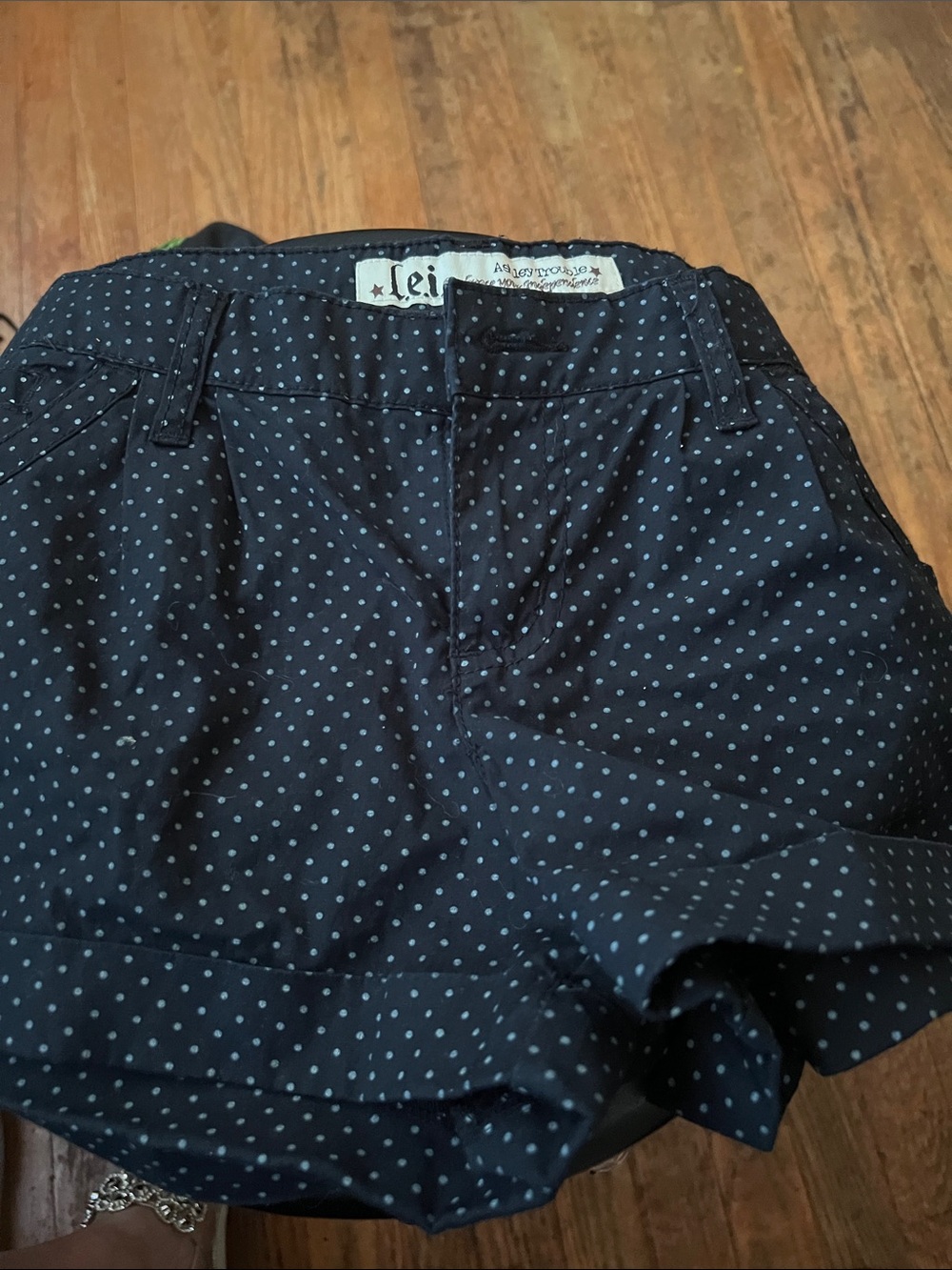 leifsdottir Navy Polka Dot Casual Shorts